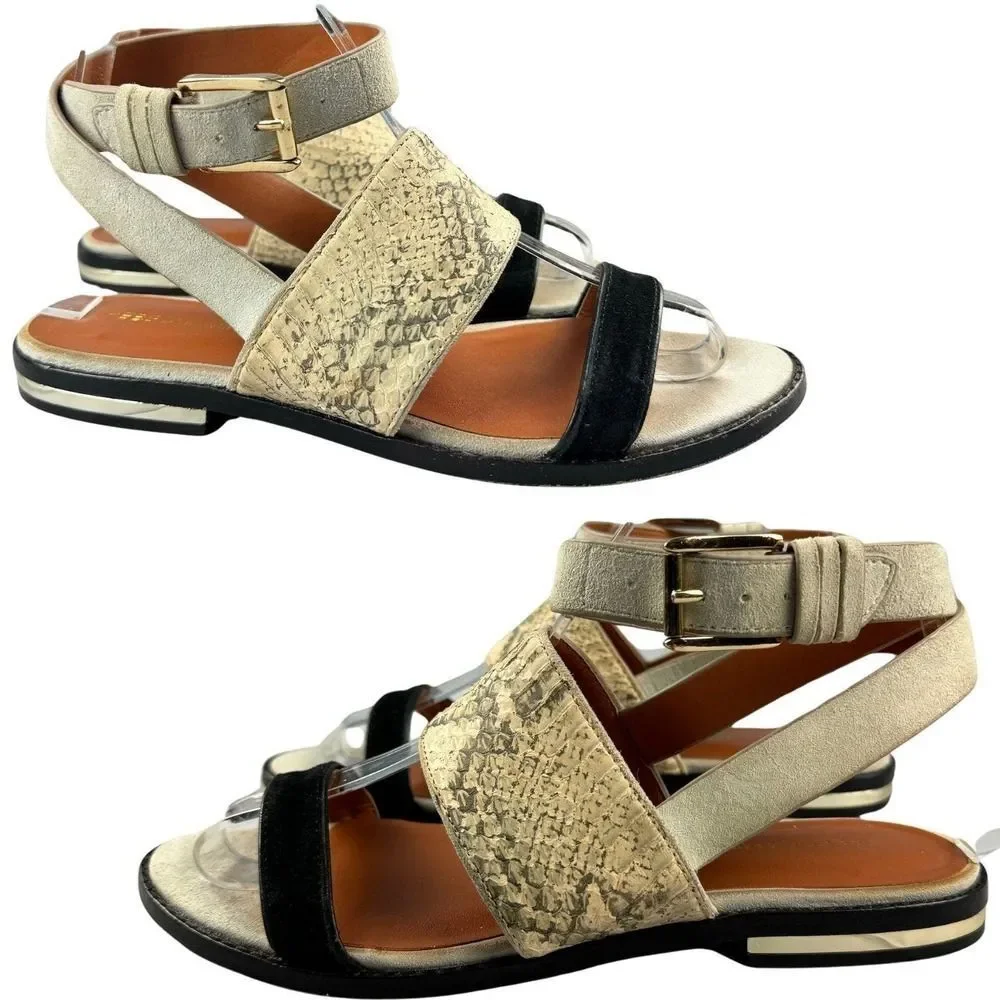 Rebecca Minkoff Vero Cuoio Multicolor Animal Print Ankle Wrap Sandals‎ Size 7M